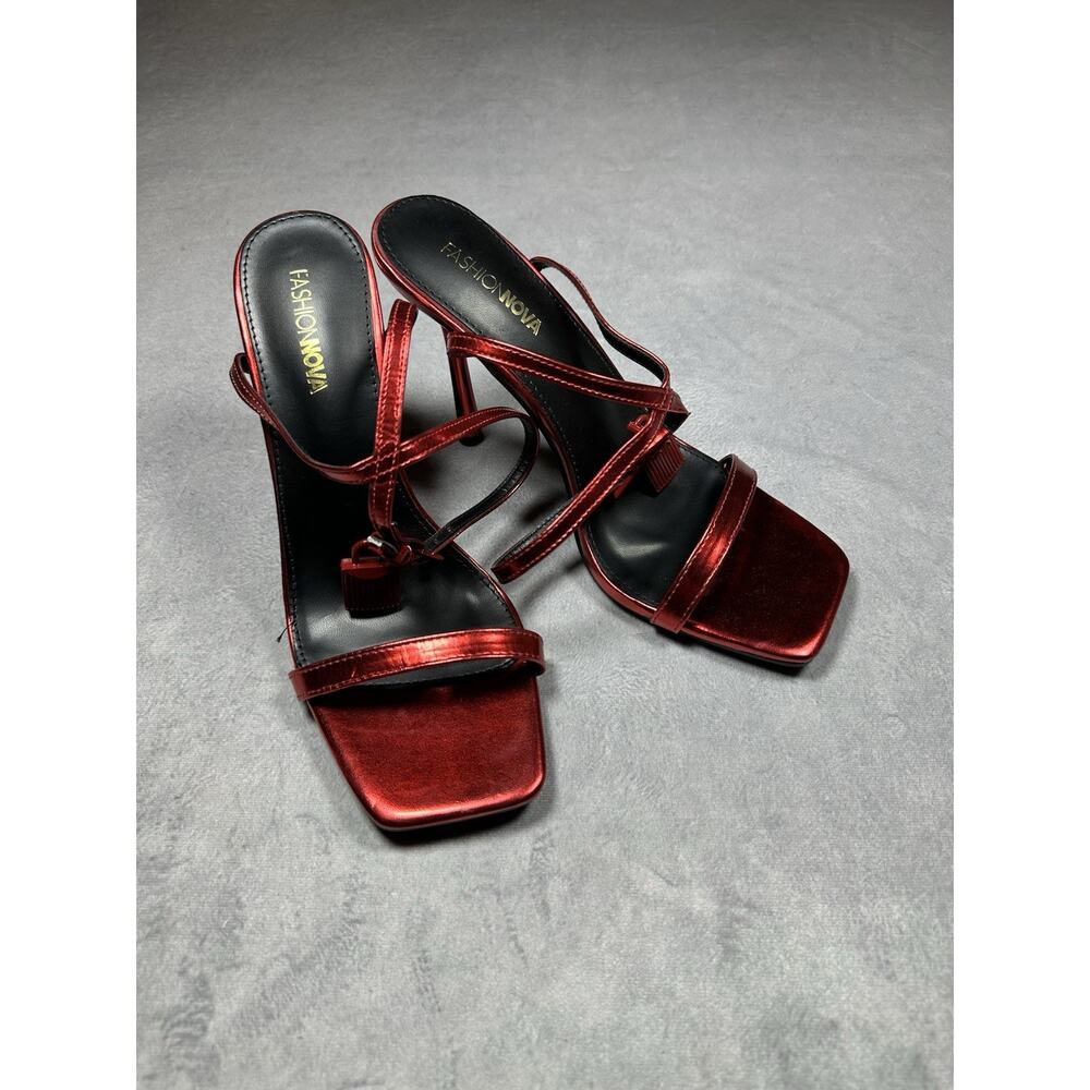 Fashion Nova No Drama Club Heeled Sandals - Red Size 8.5